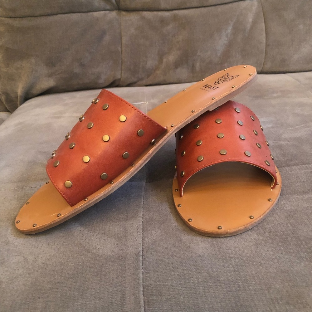 Studded Cognac Sandals